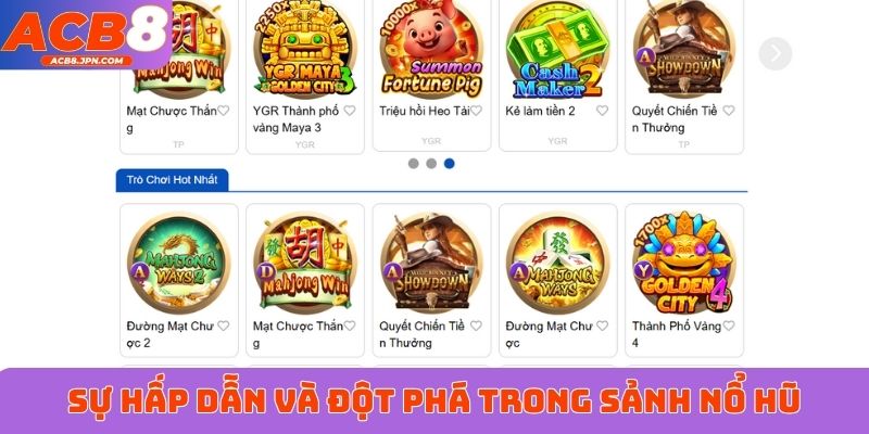 Sự hấp dẫn và đột phá trong sảnh nổ hũ