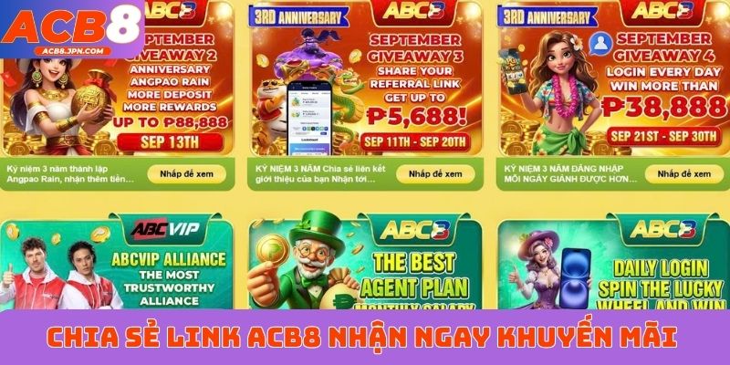 Chia sẻ link ACB8 nhận ngay khuyến mãi
