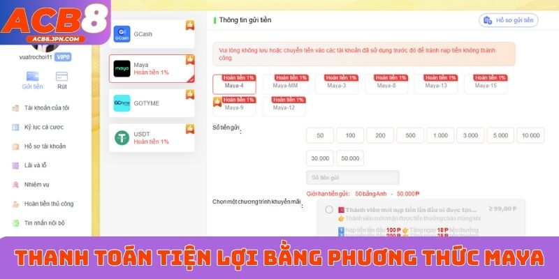 Thanh toán tiện lợi bằng phương thức Maya